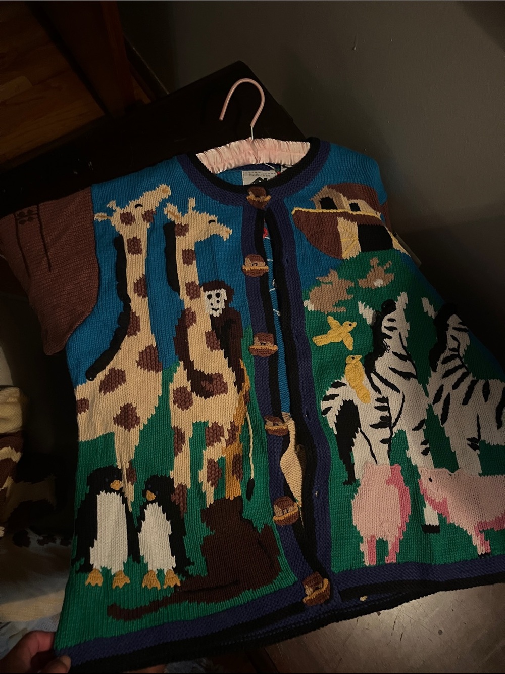 Storybook Knits Multi-Color Animal Theme Knit Cardigan